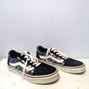 Vans Ward Old Skool Holographic Checkerboard Sneakers Black Rainbow Iridescent 8